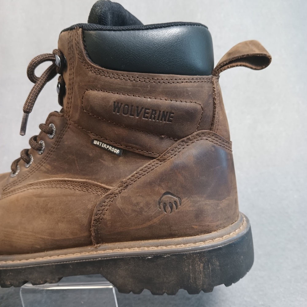 Wolverine Men's Brown Leather Steel Toed Work Boots - Picture 5 of 11